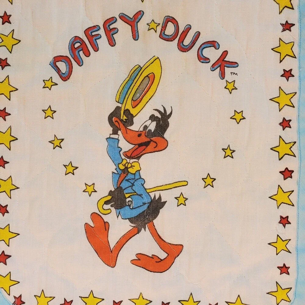 2x Vintage Looney Tunes Baby Toddler Bibs Lot Road Runner Daffy Duck 1980’s